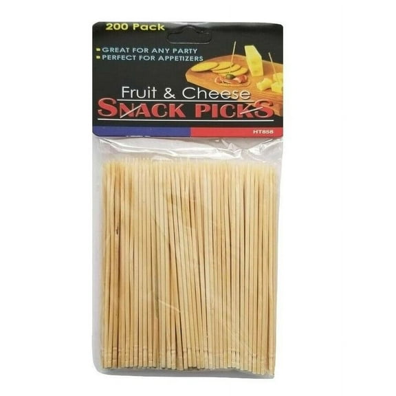 Handy Housewares 3.75" Natural Wood Party Snack Appetizer Skewer Picks - 200 pack - Great for Fruit and Cheese
