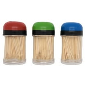Handy Housewares 3-pack Toothpick Storage Containers with Dispenser Lids - Includes 300 Natural Wood Toothpicks 3 Sets