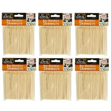 Handy Housewares 4" Natural Bamboo Wood Bar/Party Skewer Picks - 200 pack - Great for Cocktail Garnishes and Snacks 6 Packs 1200 Skewers