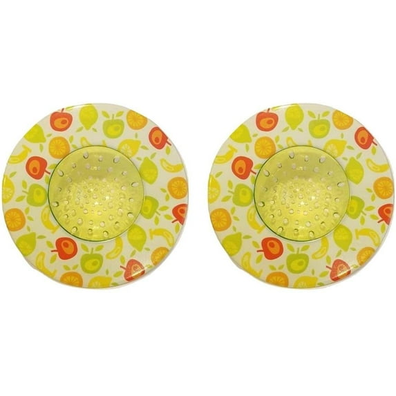 Handy Housewares 5.25" Diameter Decorative Designer Pattern Kitchen Sink Strainer/ Food Trap - Green Fruit 2 Pack