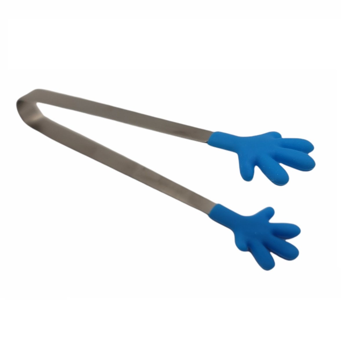 Handy Housewares 5" Long Stainless Steel Mini Tongs with Silicone Hand Shaped Tips Blue