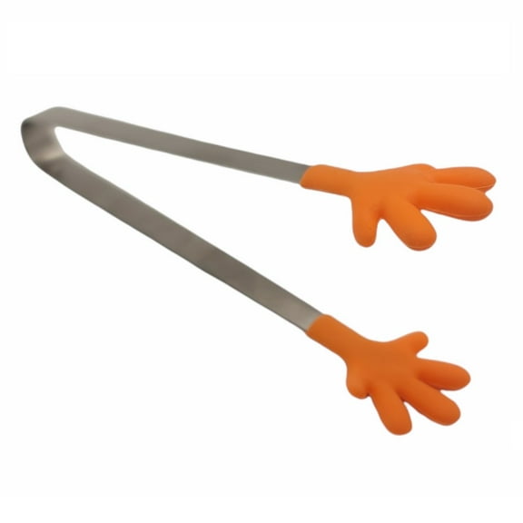 Handy Housewares 5" Long Stainless Steel Mini Tongs with Silicone Hand Shaped Tips - Orange