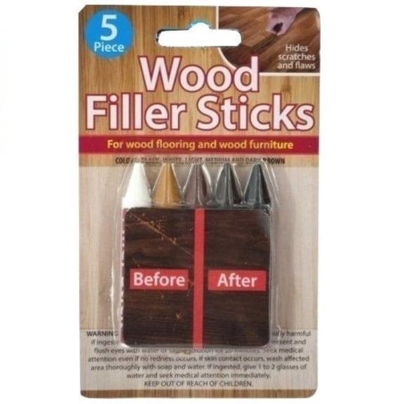 Handy Housewares 5 Piece Wood Filler Sticks - Repair and Restore Scratches on Wood Flooring and Furniture