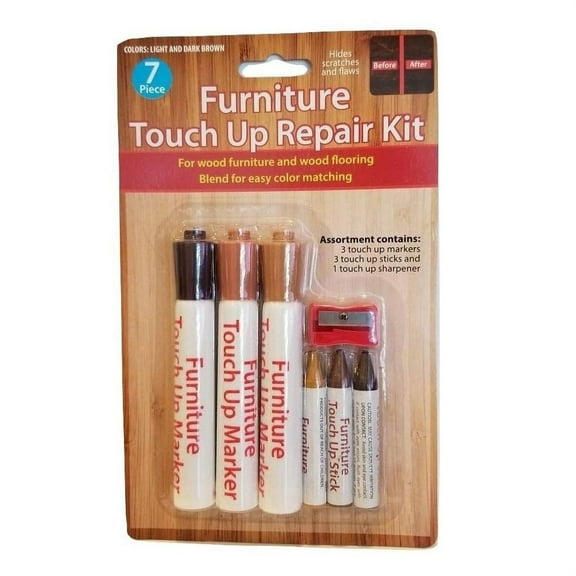 Handy Housewares 7 Piece Wood Touch Up Repair Kit - For Wood Furniture & Flooring - 3 Markers, 3 Sticks and 1 Sharpener 3 Sets