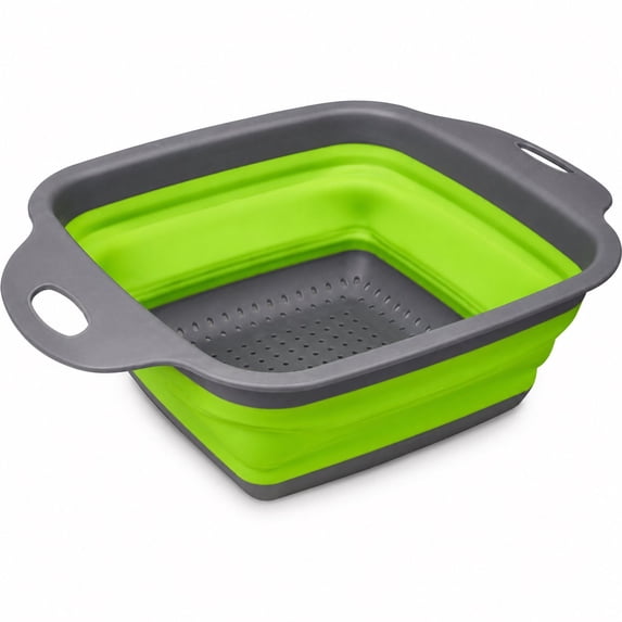 Handy Housewares 7" x 9.5" Collapsible Kitchen Strainer Colander, Green