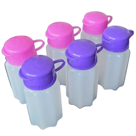 Handy Housewares Spill-Proof Flip-Lid Mini Salt & Pepper Shakers Compact Durable Plastic Travel Spice Dispenser Set for Lunch Bags, Camping & Outdoor Cooking Pink and Purple 3 Pair