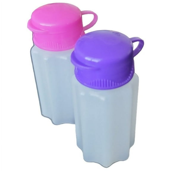 Handy Housewares Spill-Proof Flip-Lid Mini Salt & Pepper Shakers Compact Durable Plastic Travel Spice Dispenser Set for Lunch Bags, Camping & Outdoor Cooking Pink and Purple 1 Pair