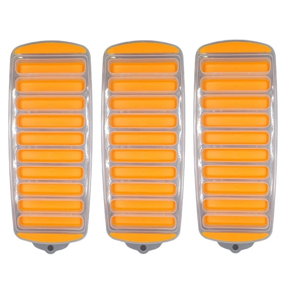 Handy Housewares Flexible Pop-Out Bottle Ice Stick Tray - Fits Narrow Water Bottles and Drink Can Openings - Orange 3-pack