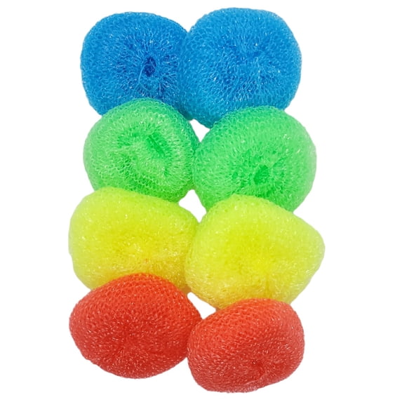 Handy Housewares Durable Non-Scratch Nylon Scouring Pads Round All-Surface Cleaning Pads Multi-Use Kitchen Scrubbers Safe for Non-Stick Cookware 8-Pack Random Colors 3 Sets