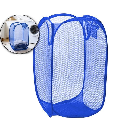 Handy Laundry Collapsible Mesh Hamper with Wide Opening and Side Pocket - Breathable, Sturdy, Foldable, and Space-Saving Design for Clothes and Storage