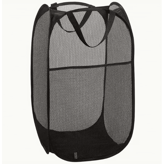 Handy Laundry Collapsible Mesh Pop up Hamper with Wide Opening and Side Pocket - Breathable, Sturdy, Foldable, And Space-Saving Design for Clothes and Storage