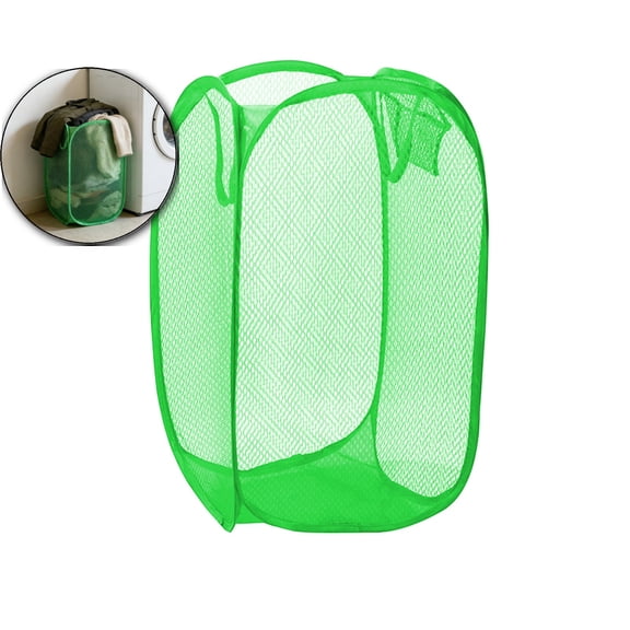 Handy Laundry Collapsible Mesh Hamper with Wide Opening and Side Pocket - Breathable, Sturdy, Foldable, and Space-Saving Design for Clothes and Storage