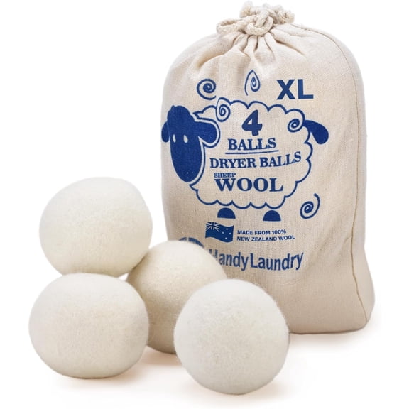Handy Laundry Wool Dryer Balls - Natural Fabric Softener, Reusable, Reduces Clothing Wrinkles and Saves Drying Time, Better Alternative to Plastic Balls and Liquid Softener (Pack of 6)
