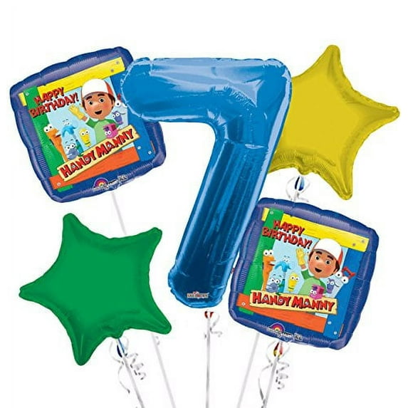 Handy Manny Balloon Bouquet 7th Birthday 5 pcs - Party Supplies