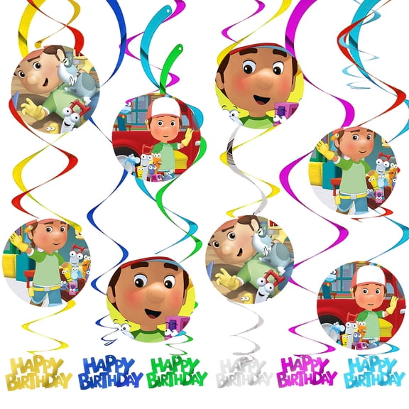 Handy Manny Party Decorations Hanging Swirl Sign Whirls Birthday Streamer Ceiling Decor Supplies 14 pcs