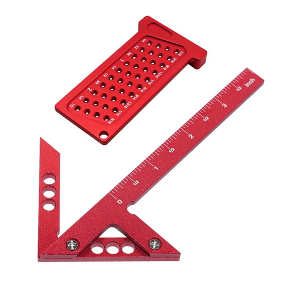 Handy Measuring Set with T shaped Hole Gauge Aluminum Alloy for DIY Woodworking