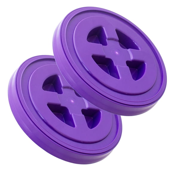 Handy Pantry Smart Seal Replacement Lid - 2 Pk, Purple - Easy Screw Top Pail Lid for 3.5,5,6 & 7 Gal Buckets - Food Grade, Industrial Storage Container, Paint, Brine, Cat & Dog Food, More