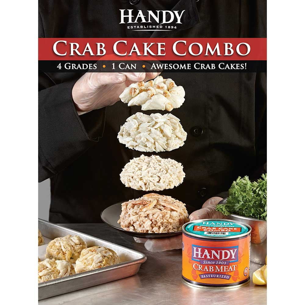 Handy Pelagicus Crab Cake Combo Pasteurized Crab Meat, 1 Pound - 6 per