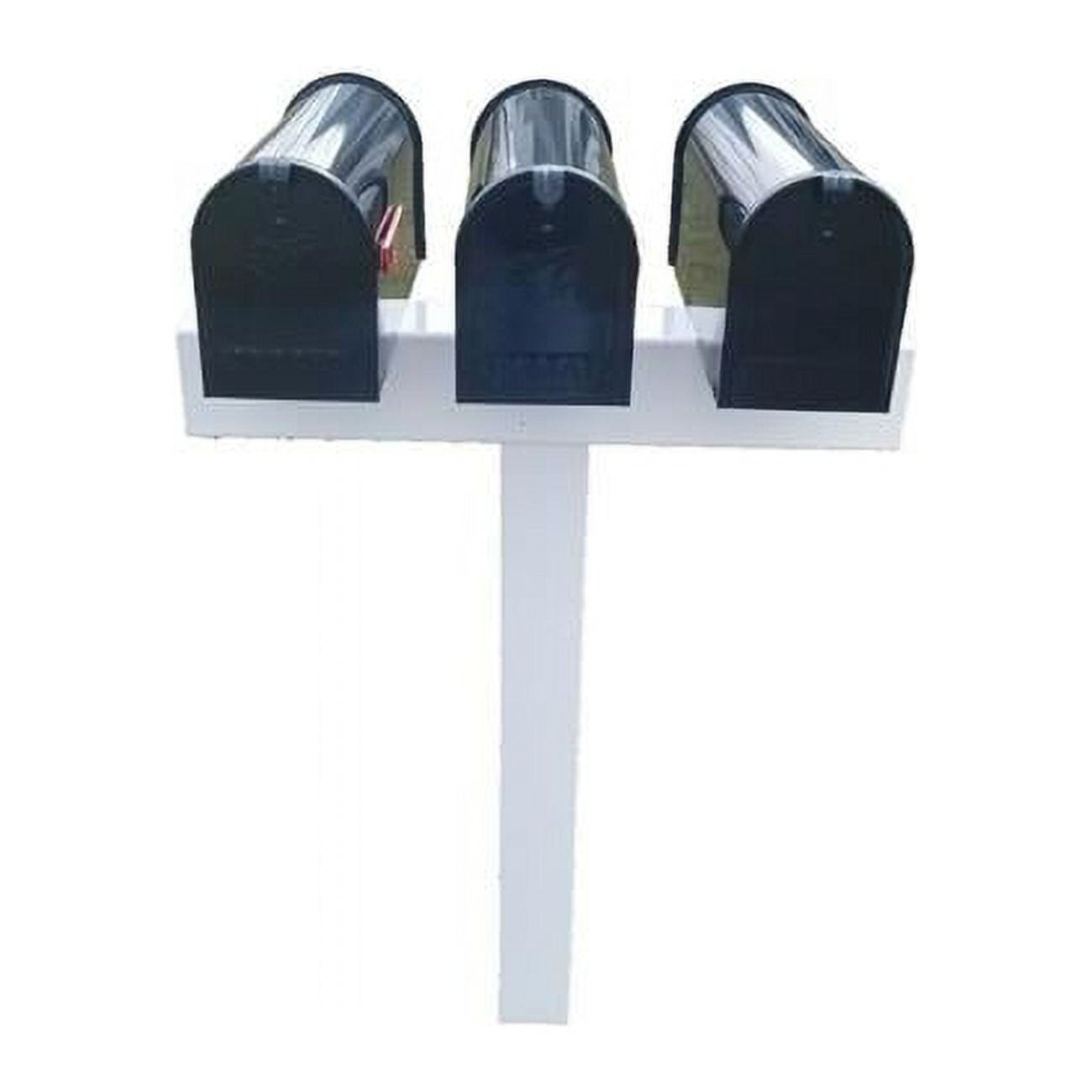 White Vinyl Sleeve Post Mount for 3 Mailboxes
