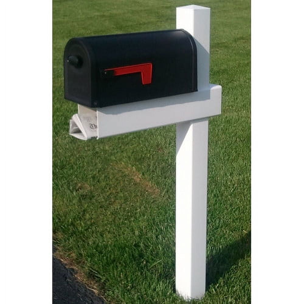 54-Inch White Vinyl Adjustable Mailbox Post Sleeve with Newspaper Holder