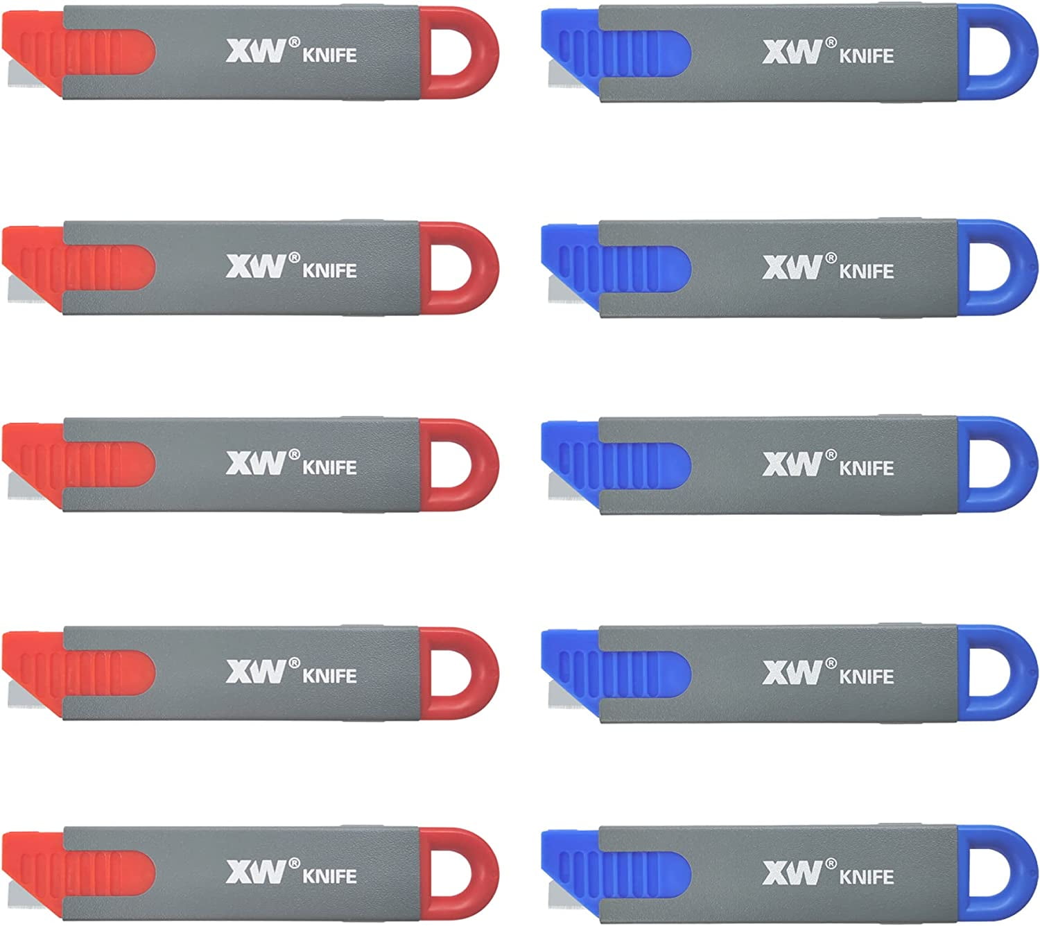 Handy Safety Box Cutters, Auto-retractable Razor Blade Carton Cutter for Opening Packages, 10-Pack