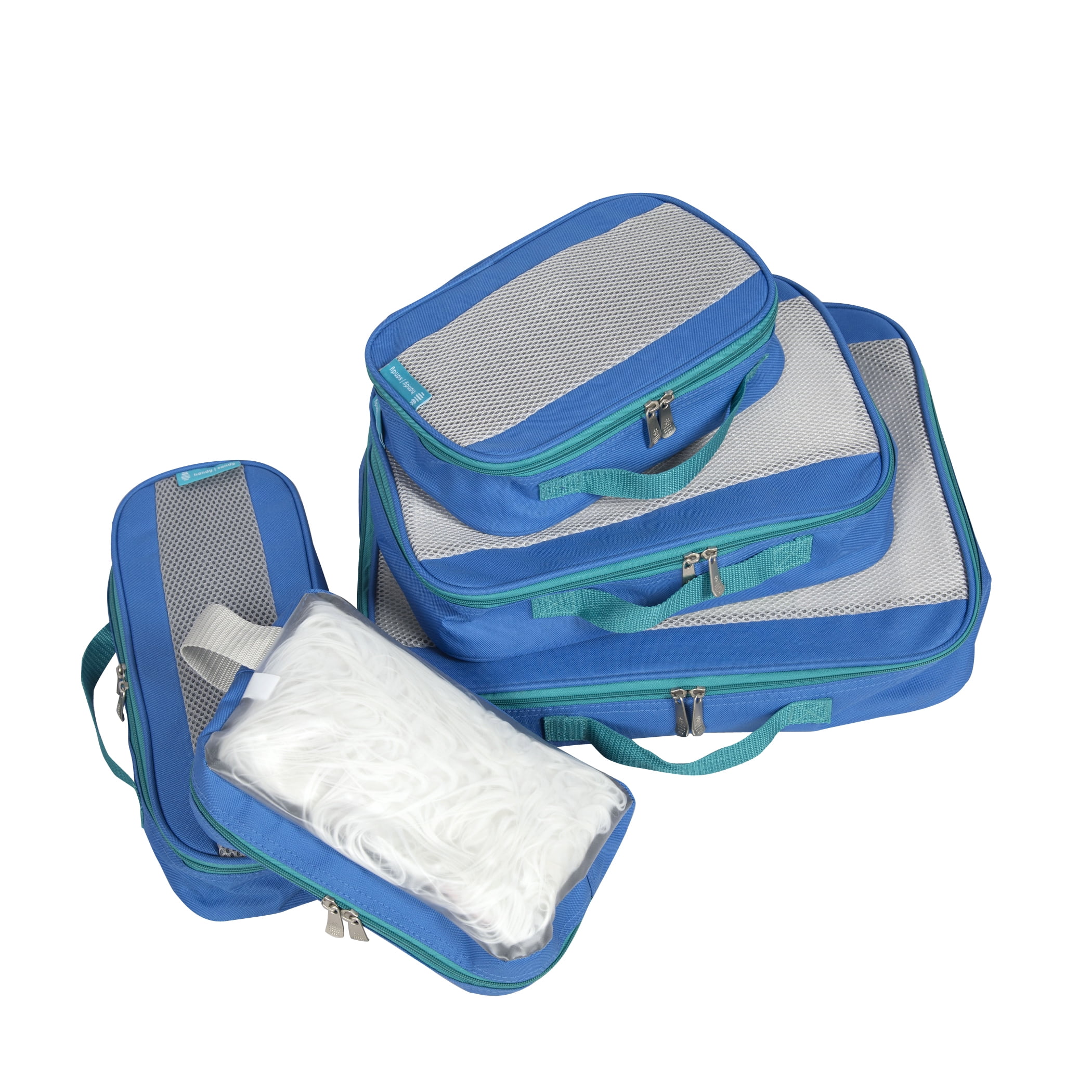 Handy Sandy Deluxe 5 PIECE Organizing Packing Cube Set (Solid Light Blue)