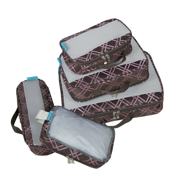 Handy Sandy Deluxe 5 PIECE Packing Cube Travel Luggage Organizer Accessory Set - - Pemberly Pink