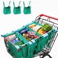 thumbnail image 1 of Handy Sandy 3-Pack Reusable Shopping Bags with Cart Clips and Pockets, Eco-Friendly Grocery Tote Organizer, Foldable, Washable, 40 lb Capacity, Patent- Green, 1 of 7