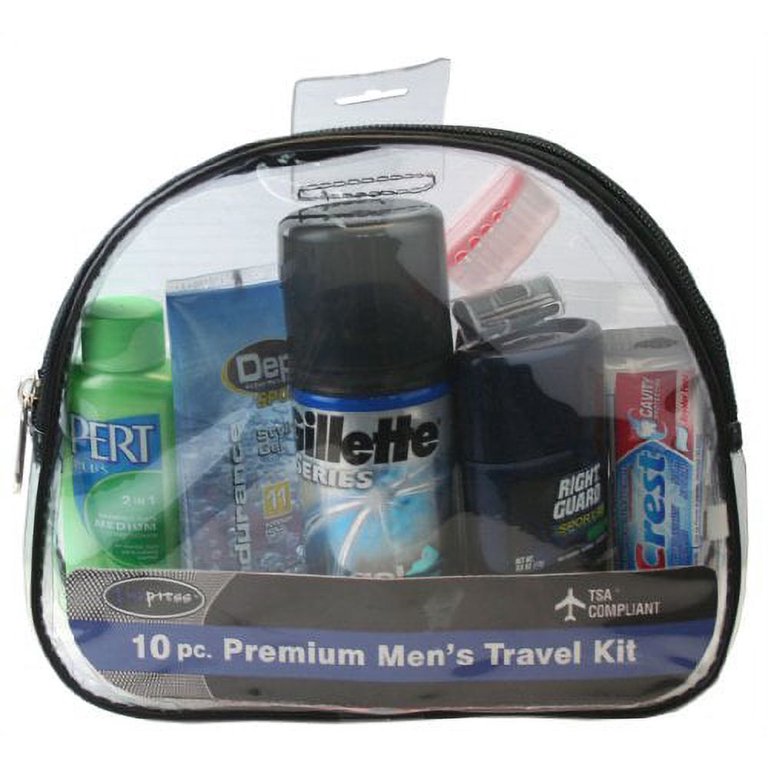 men's 10pc travel bag Convenience Kits International 01C Kit Men s MEDIUM clear travel bag His Duffel Travel Bag |