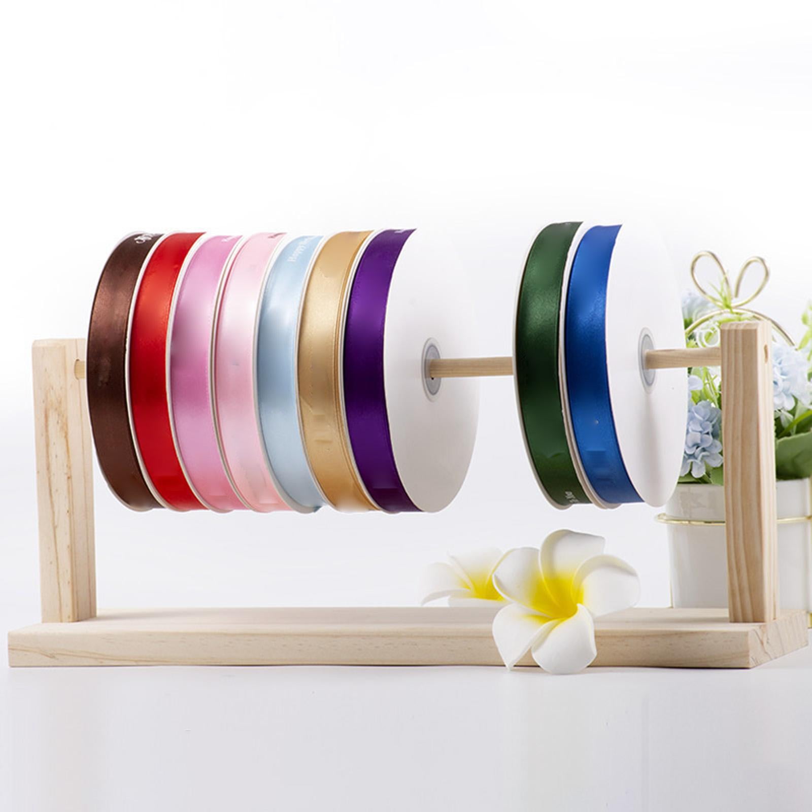 Handy Tabletop Wooden Ribbon Organizer Vintage Rotating Thread Holder Dispenser Thread Holder Sewing Craft Accessories