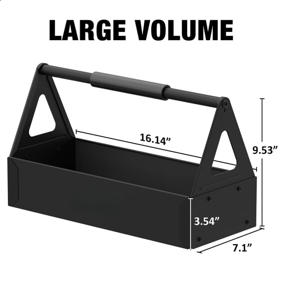 Handy Tool Box, Portable Metal Tote Tray with comfortable grip handle, Tool Organization for Household, Warehouse, Repair Shop