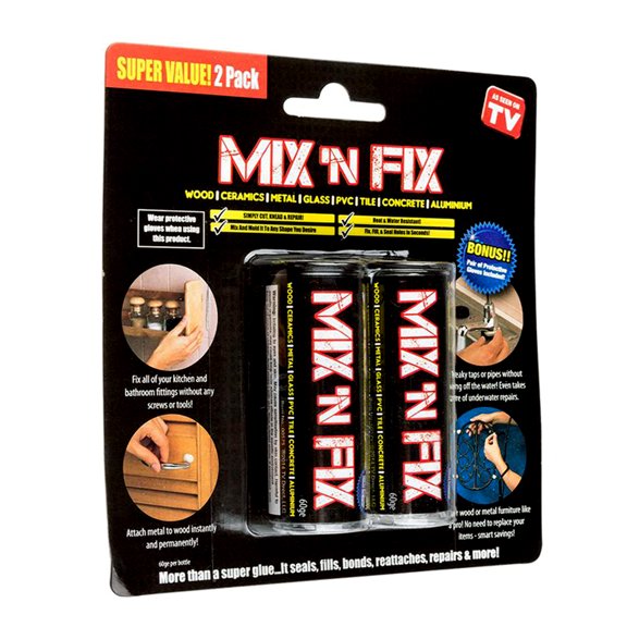 Handy Trends - Mix N' Fix the Original Powerful Bonding Putty for Wood Tile Metal PVC - 2 Pack Black