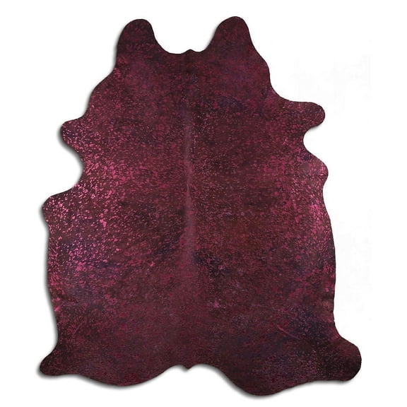 Handy cowhide rugs for sale BURGUNDY METALLIC ON BROWN rug