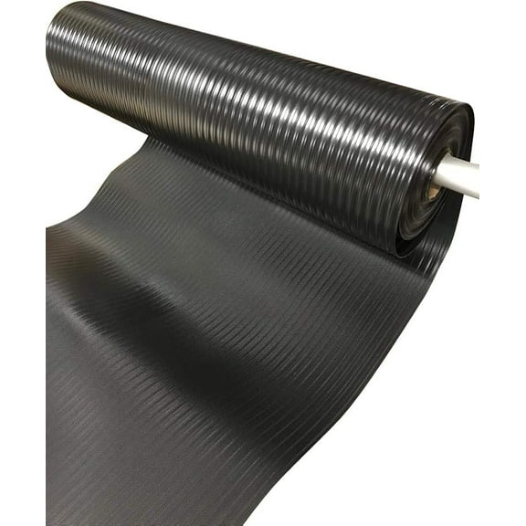 HandyCT Black Plastic Floor Runner/Protector, Corrugated Rubber Floor Mat - 27 i