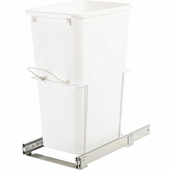 HandyCT KV Single Waste Slide Out Bins 20qt White 20-1/8"D x 8-3/8"W