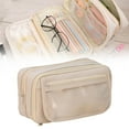 thumbnail image 1 of HandyHome 1pc Large Capacity Pencil Case, Multi Compartments Pencil Pouch with Pockets & Mesh Bags, Flip Cover Pencil Bag with Zipper, High Quality Multi-Purpose Stationery Oraganizer, Beige, 1 of 10