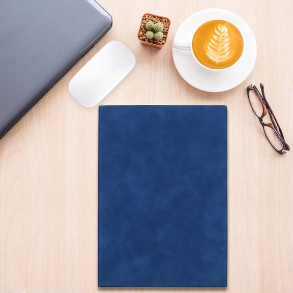 HandyHome A5 Soft Sided Sheepskin Notepad, 200pages Lined Journal Notebook Leather Hardcover Journal, College Ruled Notebook Business Notepad Stationery Meeting Record Book(56.69''×83.46'' Deep Blue)