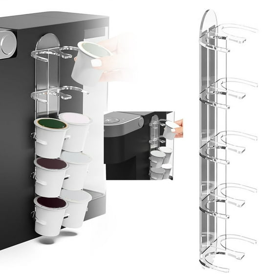 HandyHome Acrylic Coffee Pod Holder for Single Serve Coffee Pods, Side-Mounted Coffee Pod Organizer Space Saving, Clear Coffee Capsule Storage, Easy to Install & Access (Clear, 1 Pack for 10 Pods)