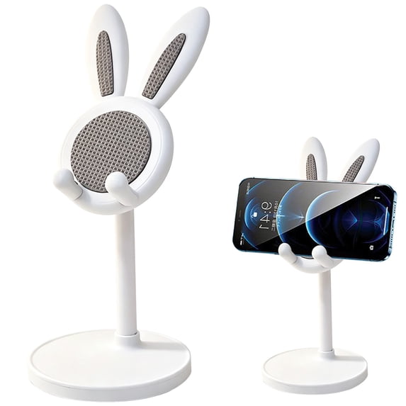 HandyHome Cute Bunny Ear Cell Phone Stand, Adjustable Height Desktop Phone Holder, Stable Desk Phone Mount Compatible with Smartphones and Tablets, Cute Phone Stand for Desk, Home and Learning Use