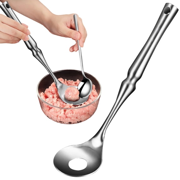 HandyHome Stainless Meatball Maker Spoon, Meatball Maker Spoon, Manual Meat Ball Maker Tool With Hole, Non Stick Stainless Steel Meatball Maker Spoon For Fish Ball And Meatball Home Kitchen Gadget