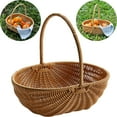 thumbnail image 1 of HandyHome Wicker Baskets with Handle(Brown), 11.5×9×11.5In Large Fruit Basket, Lightweight Frame, Garden Basket Harvest Basket Flower Basket Woven Basket for Shopping & Storage, Imitation Rattan, 1 of 10