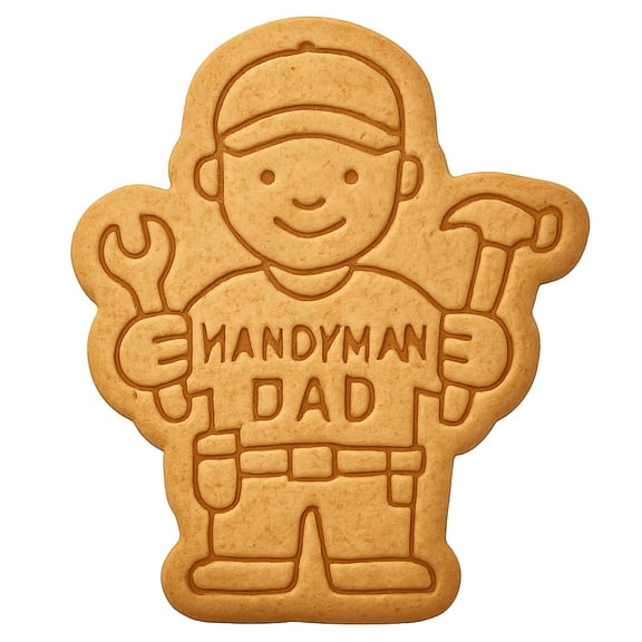 Handyman Dad Figure Cookie Cutter & Stamp, Fondant & Clay - 3.4x4" Fun Party