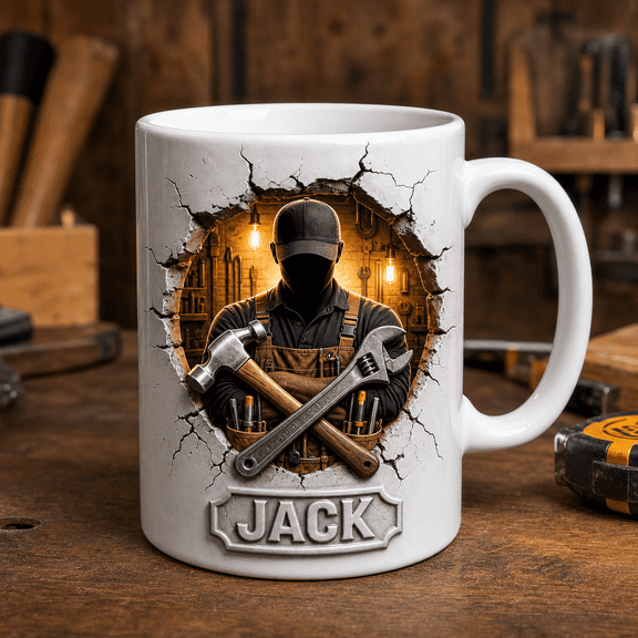 Handyman Mug Personalized Custom Name Gift for Dad, Husband or Favorite Fix-It Pro