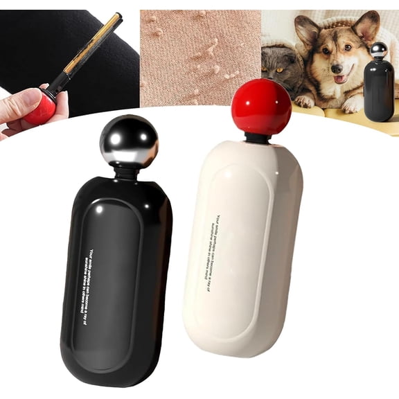 Handyroller, Handy Roller, Reusable Sticky Roller, 2 in 1 Washable Reusable Lint Roller Scraper, Portable Lint Roller Reusable, Portable Pet Hair Remover for Furniture (Black+Beige)
