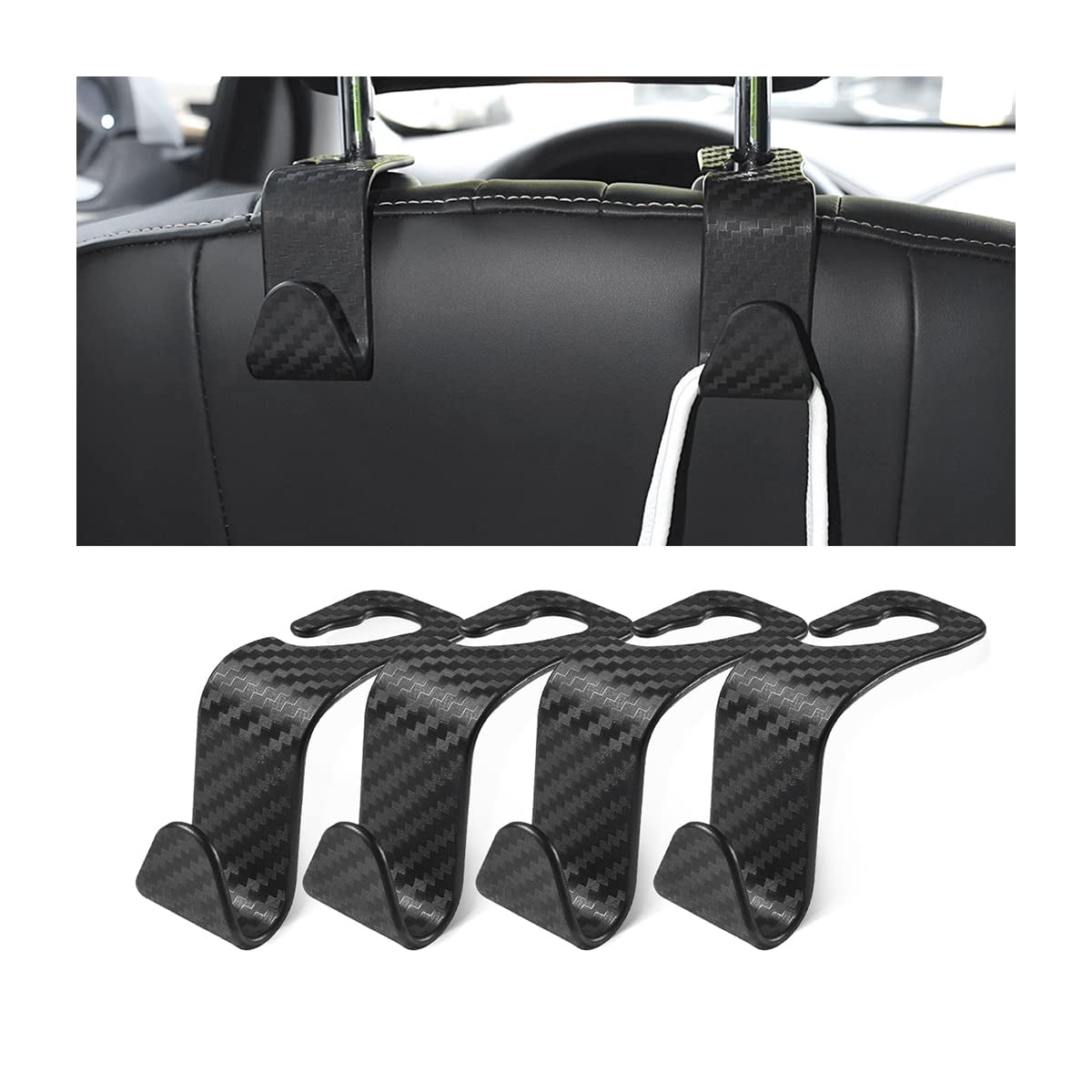 Hanemia 4PCS Car Seat Headrest Hooks, Auto Back Seat Hanger - View #8
