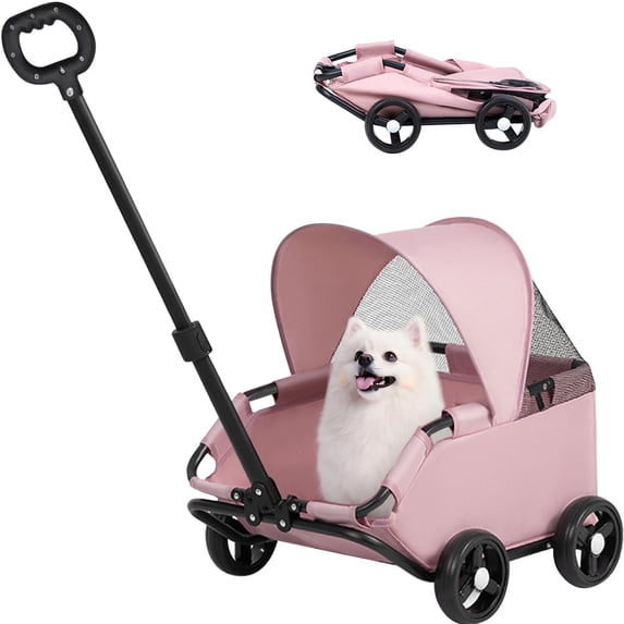 BUTOMKY 4‑Wheel Dog Stroller for Small Dogs and Cats,Foldable Lightweight Pet Stroller with Sunshade Mesh Canopy,Portable Pet Carrier Jogger,Ideal for Small to Medium Pets