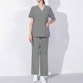 thumbnail image 1 of Hanen Basic Scrub Set for Women - Slim V-Neck Scrub Top & Multi Pocket Skinny Cargo Scrub Pants, 1 of 7