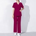 thumbnail image 1 of Hanen Basic Scrub Set for Women - Slim V-Neck Scrub Top & Multi Pocket Skinny Cargo Scrub Pants, 1 of 7