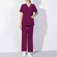 thumbnail image 1 of Hanen Basic Scrub Set for Women - Slim V-Neck Scrub Top & Multi Pocket Skinny Cargo Scrub Pants, 1 of 7