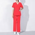 thumbnail image 1 of Hanen Basic Scrub Set for Women - Slim V-Neck Scrub Top & Multi Pocket Skinny Cargo Scrub Pants, 1 of 7